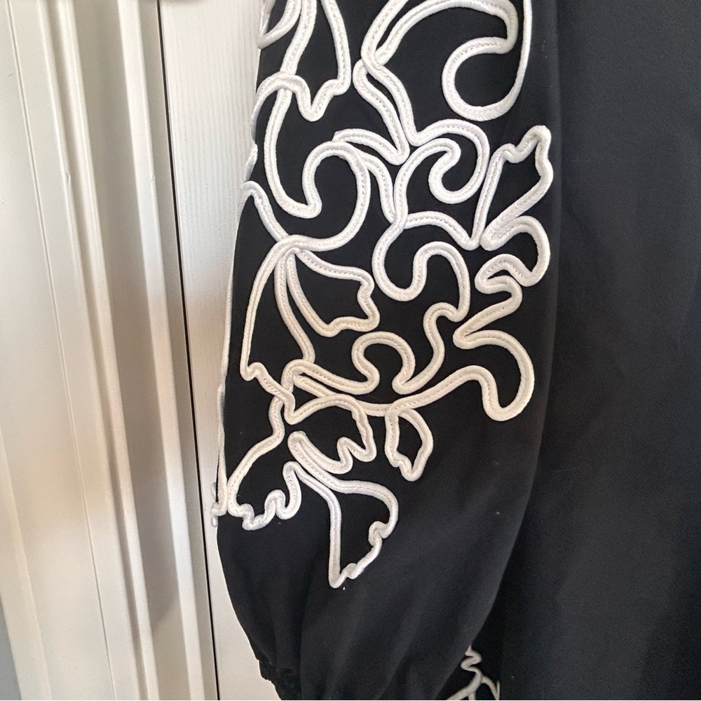 CHICO’s Plus (Size 3) Black and White Cotton Maxi Embroidered Dress - Picture 8 of 10